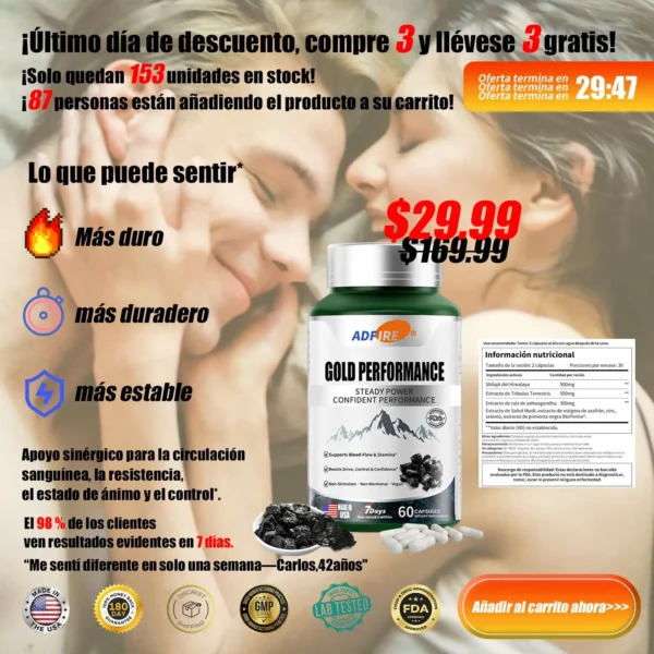 FDA Funcionario Recomienda: Adfire® Gold🛡️— Energía, resistencia y confianza para hombres en 30 días