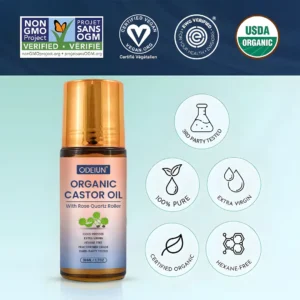 ✨ ODEIUN™ Organic Castor Oil Roll-On | Mess-Free Rose Quartz Glow Wand 🌿