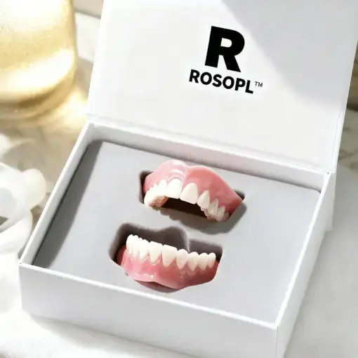 ROSOPL Easy Dentures-Boil-and-Bite Functional Denture, Self-fit at Home, Fully Adjustable for Narrow or Wide Arches, Long or Short-term Solution, Eat, Drink and Smile Confidently
