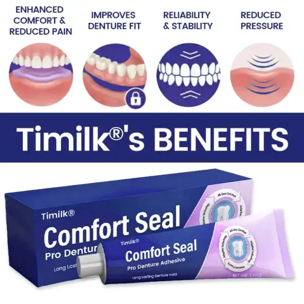 Timilk® Comfort Seal Pro Denture Adhesive🦷💜FDA Certified